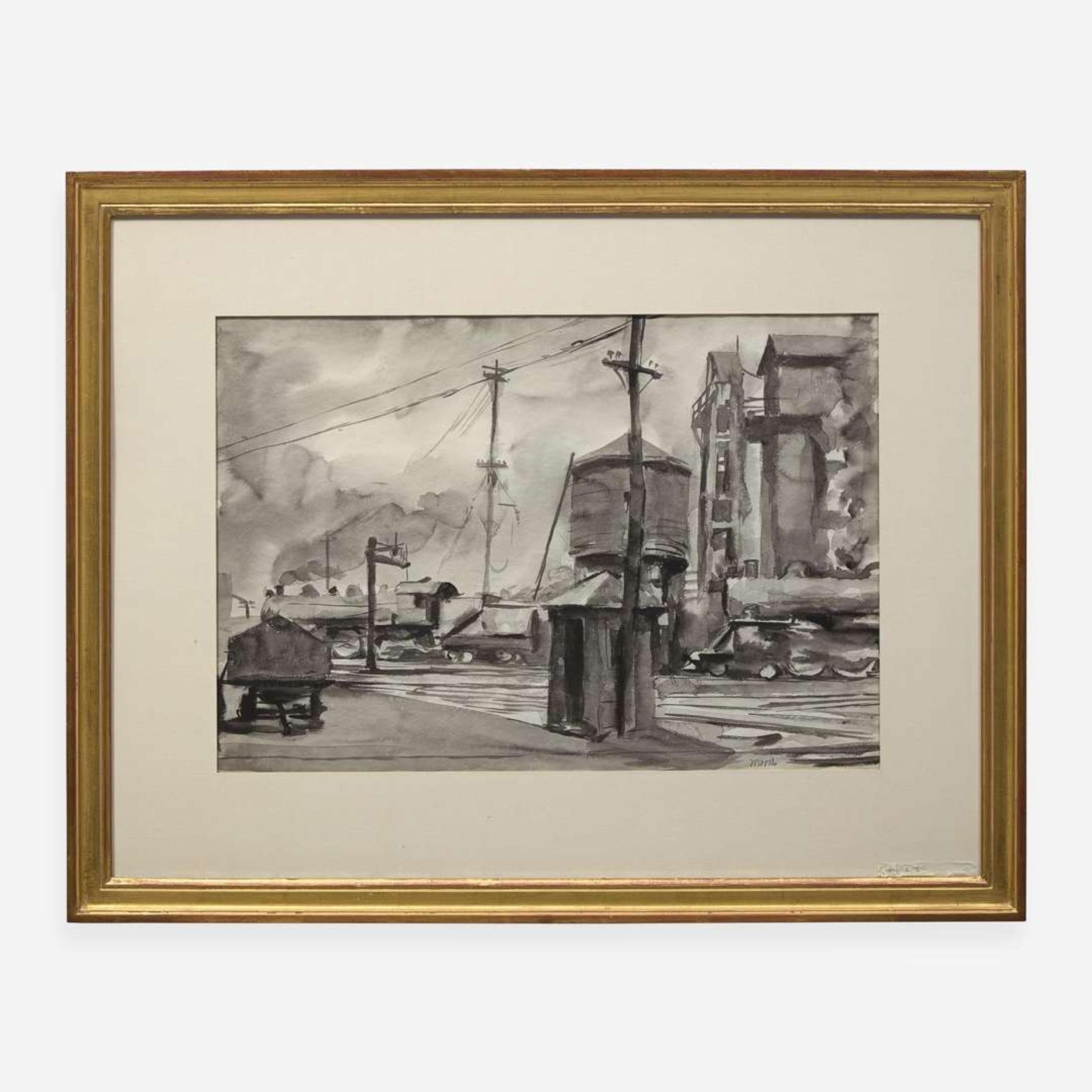 Reginald Marsh (American, 1898-1954) Railroad Yard