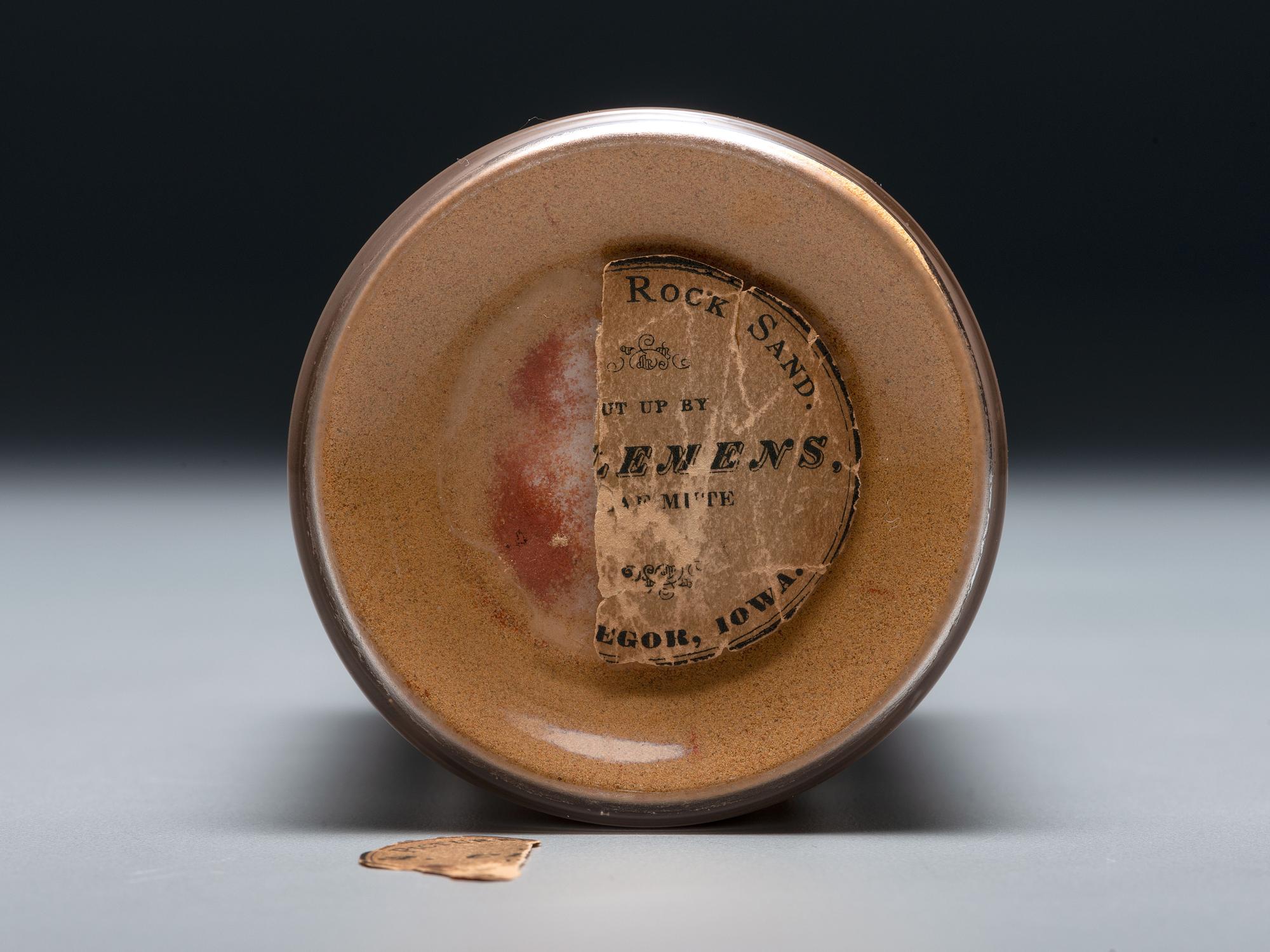 An Andrew Clemens (American, 1857-1894) Labeled Sand Bottle with Percheron Horse