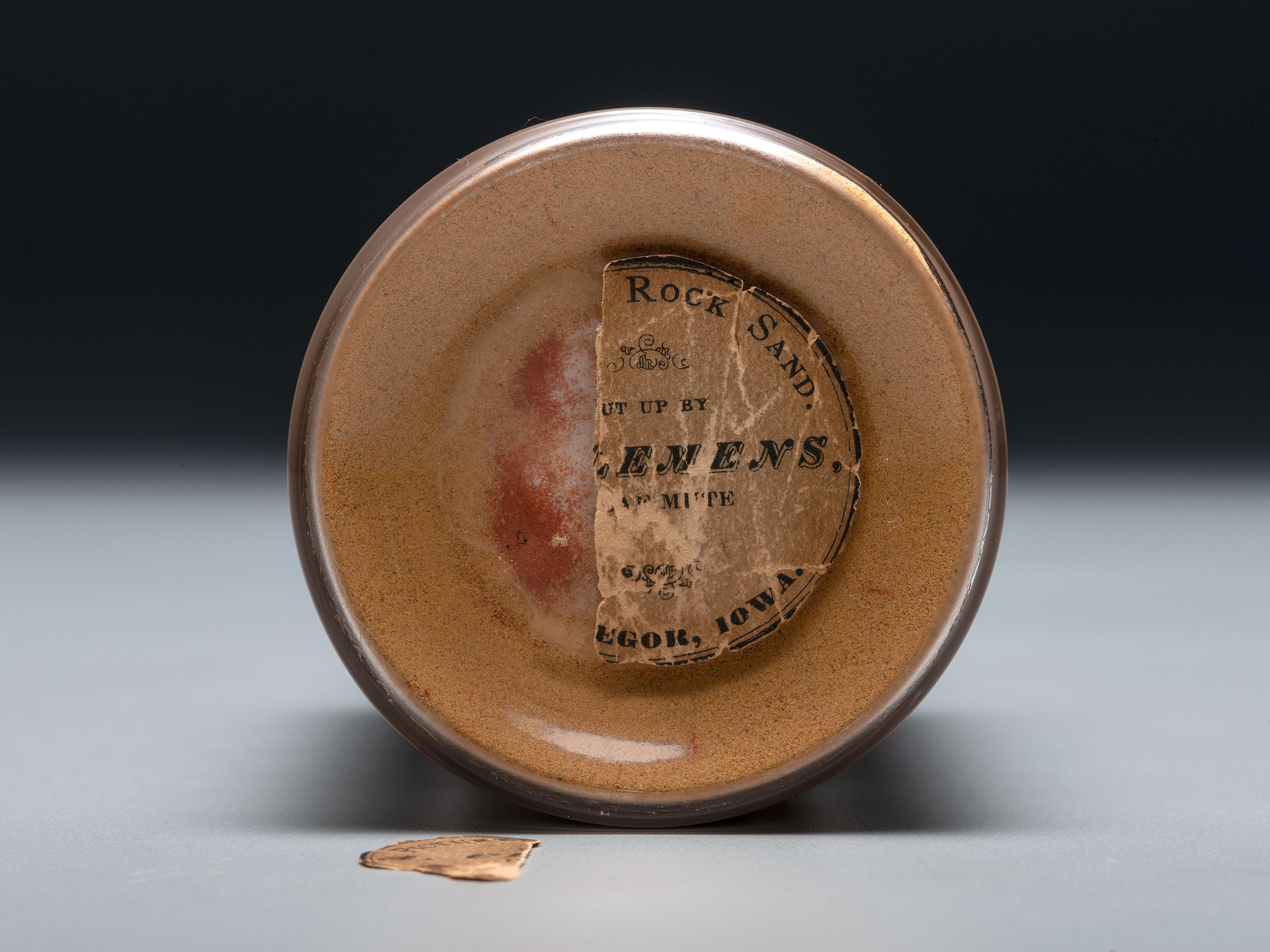 An Andrew Clemens (American, 1857-1894) Labeled Sand Bottle with Percheron Horse