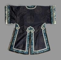 A Chinese Fur-Lined Embroidered Silk Lady's Surcoat
