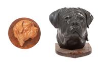 Two Mastiff Head Studies Height of taller 14 inches.