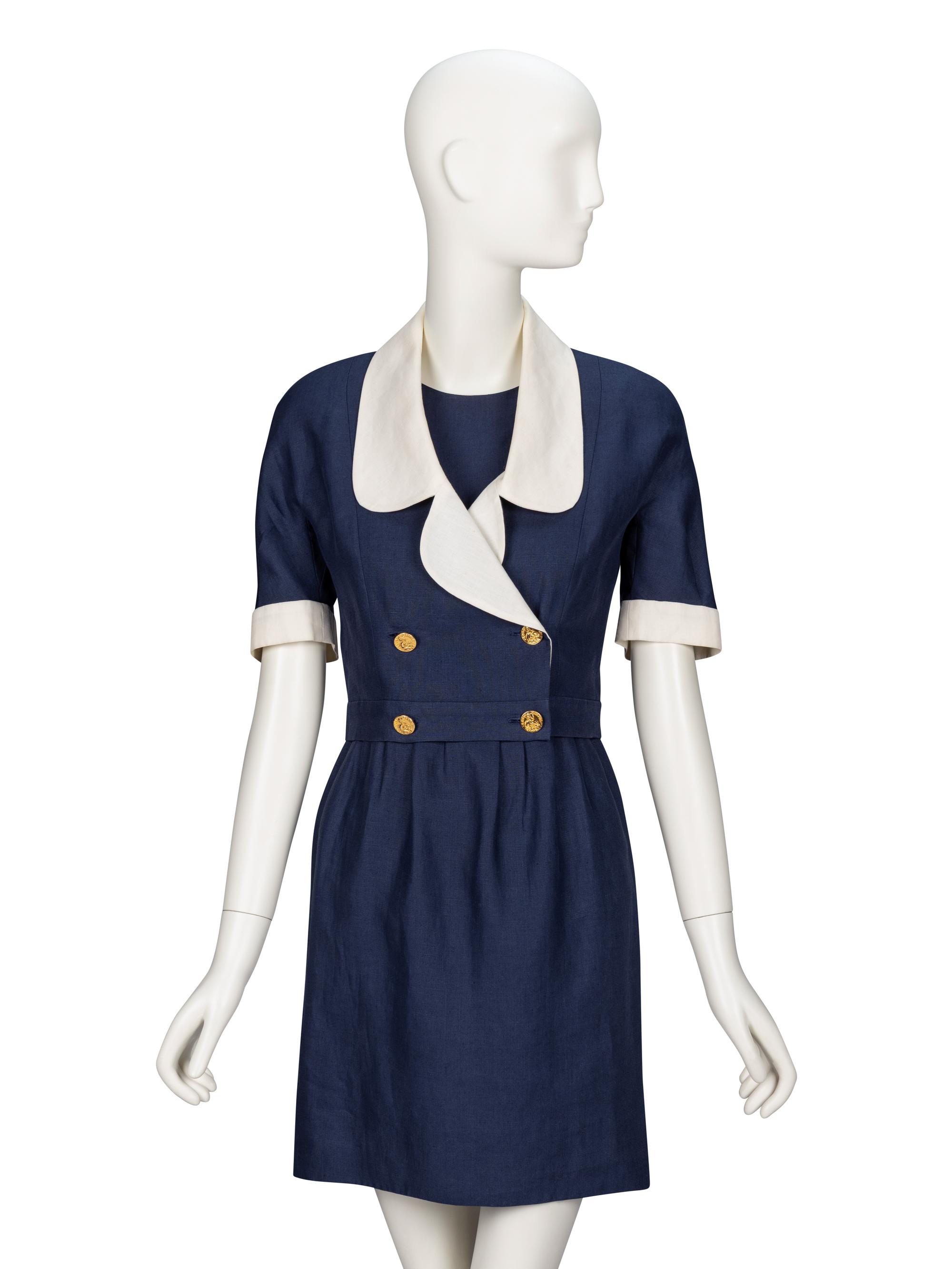 Chanel, Navy Linen Dress Suit
