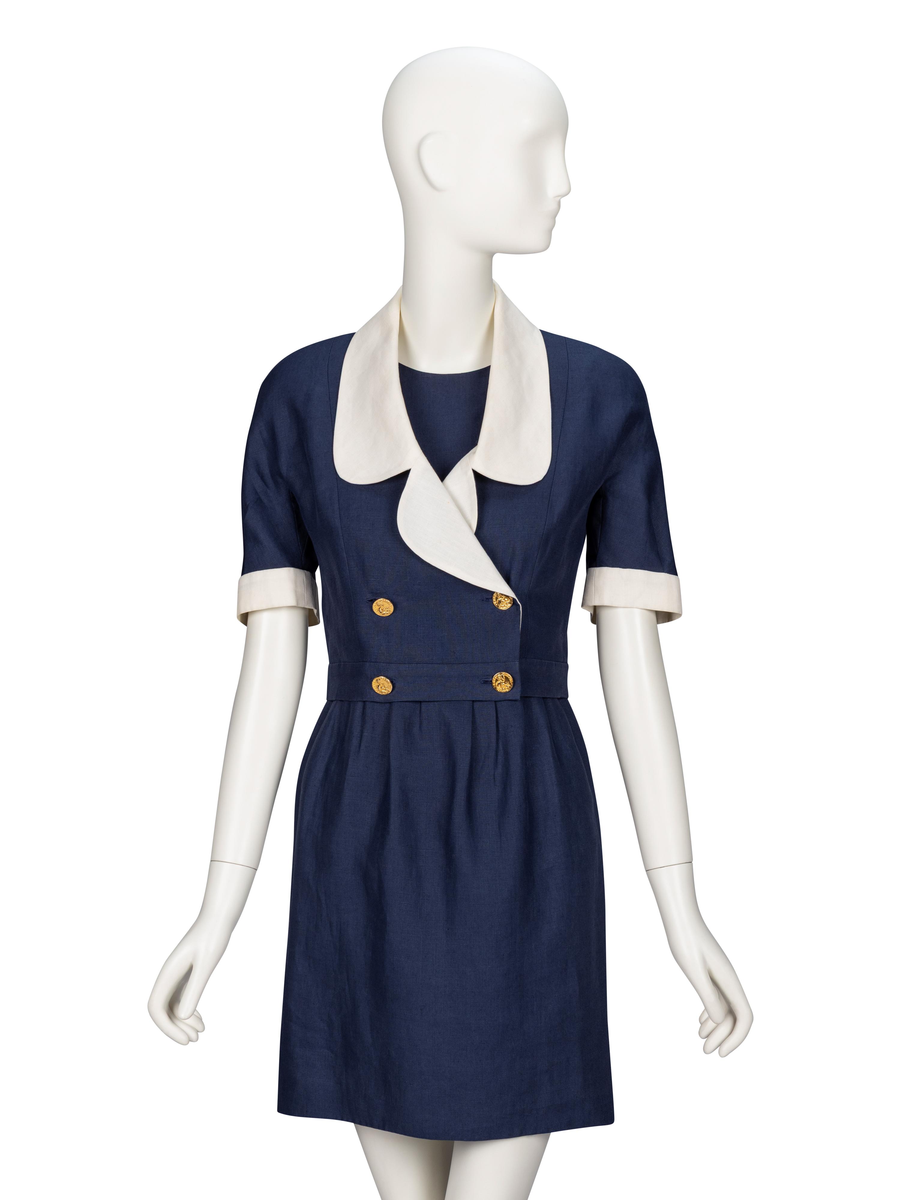 Chanel, Navy Linen Dress Suit