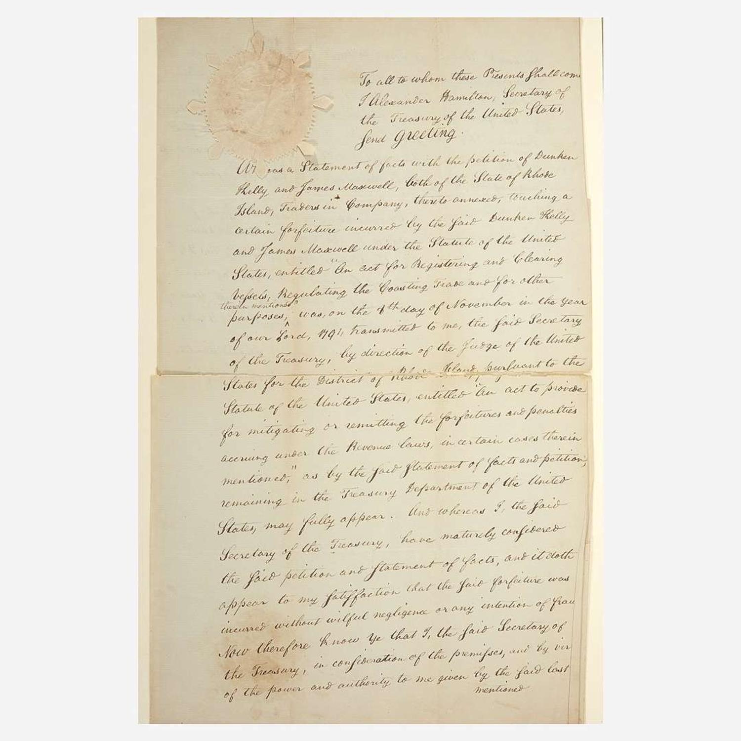 [Hamilton, Alexander] [Coast Guard] An Act to provide more effectually for the Collection of the Duties imposed by Law on Goods, Wares and Merchandize imported in