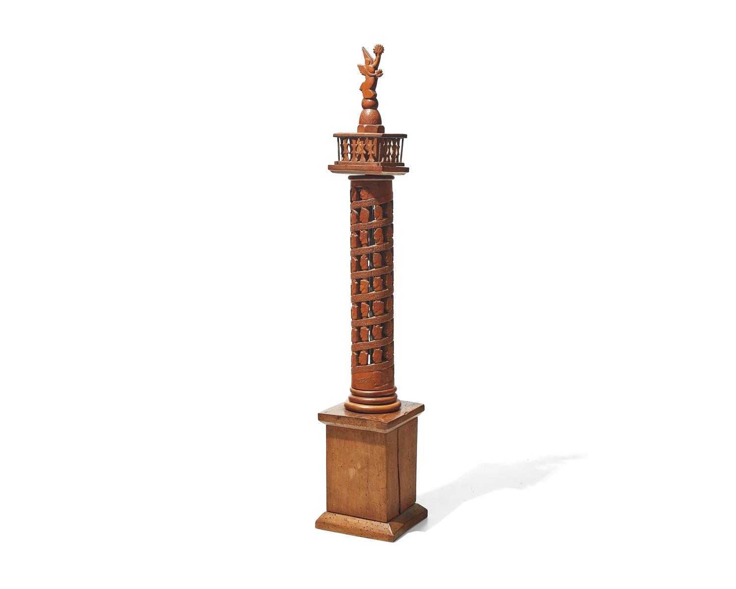 A Carved Wooden Architectural Model of a Column of French Kings and Presidents, France, 1920s