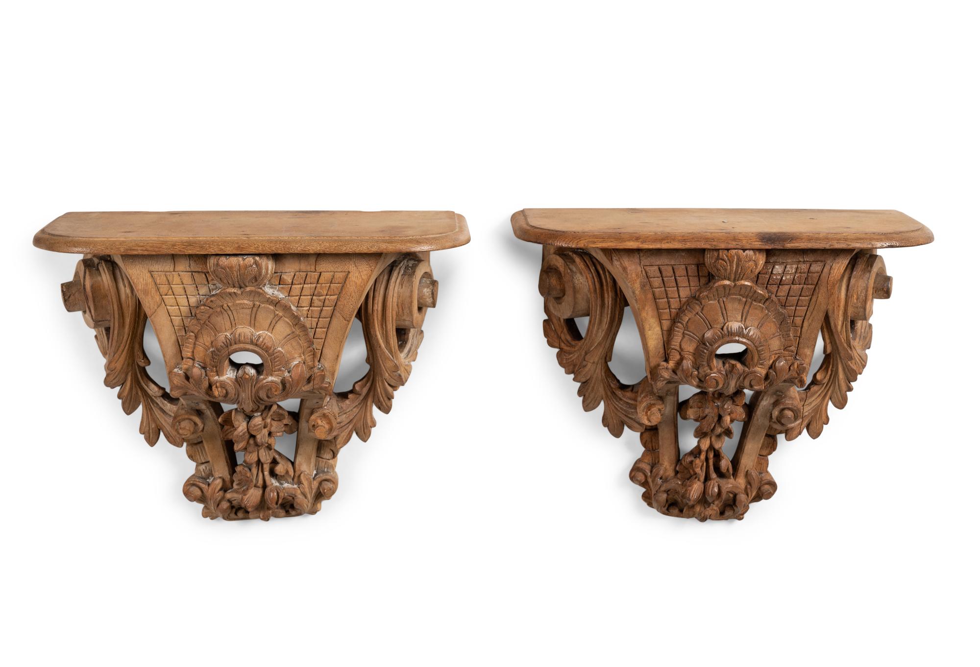 A Pair of French Carved Beechwood Brackets