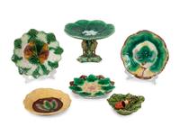 A Group of Eleven Majolica Articles