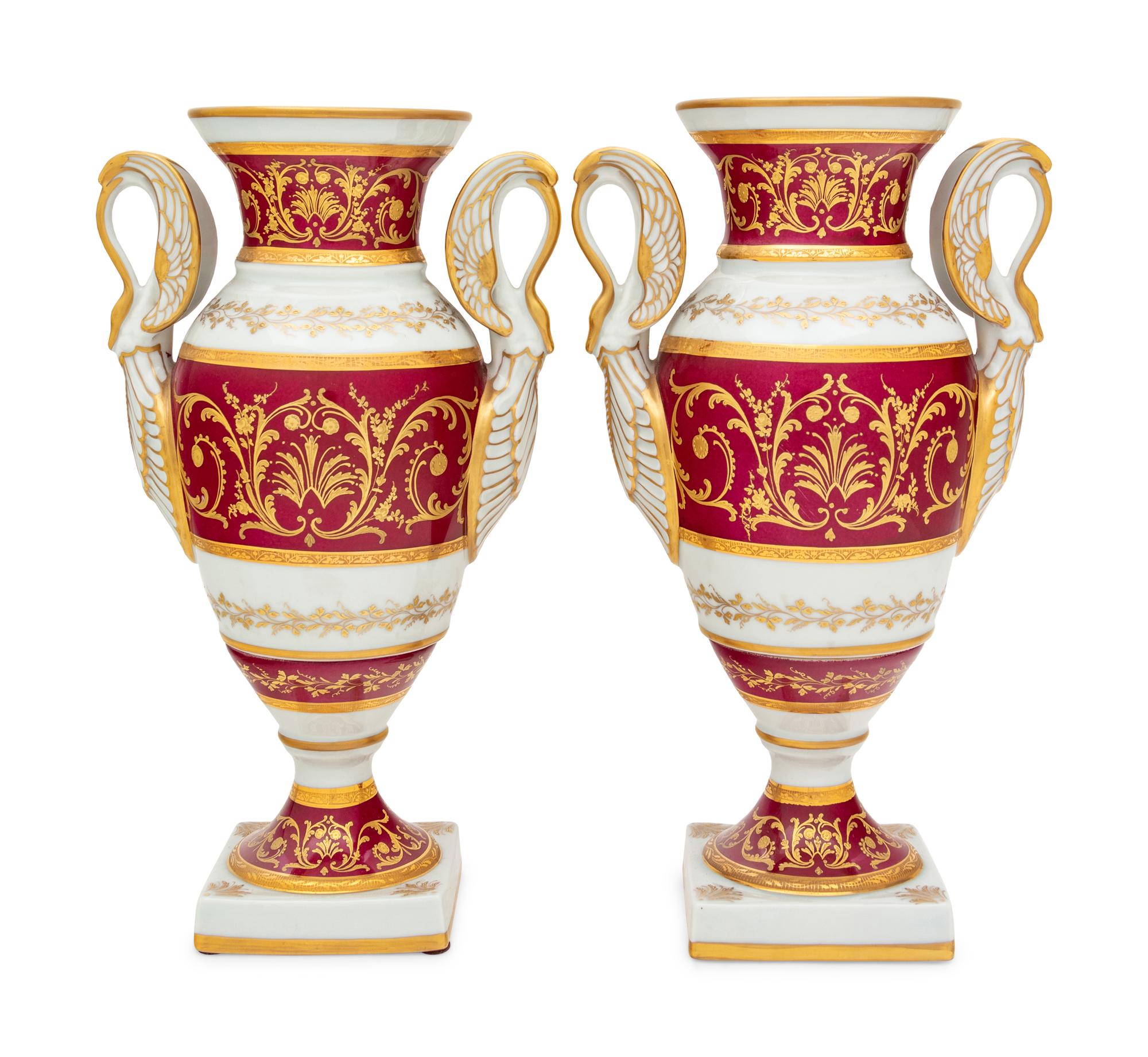 A Pair of French Parcel Gilt Porcelain Vases