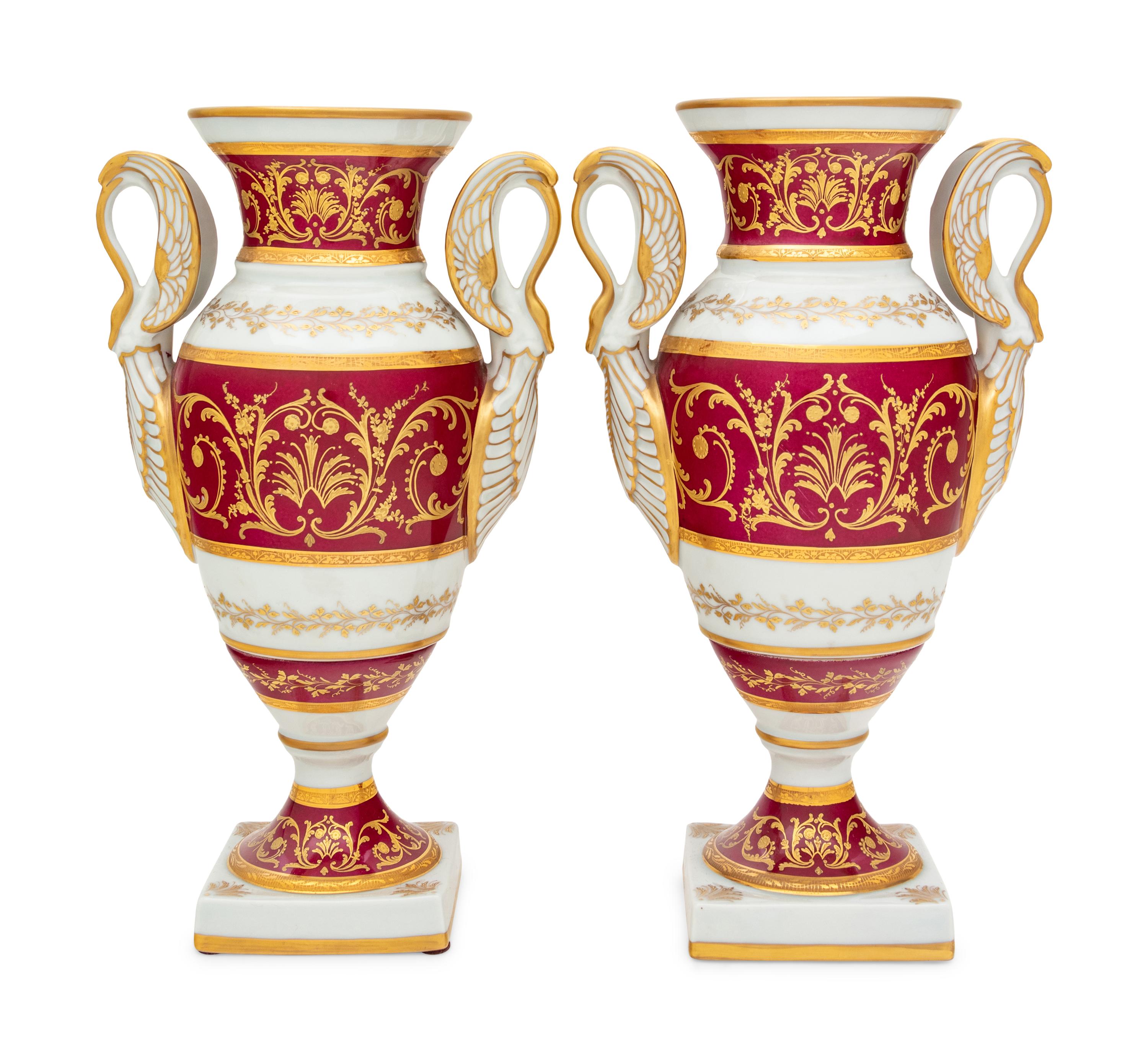 A Pair of French Parcel Gilt Porcelain Vases