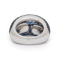 Sapphire, Diamond, and White Gold Ring