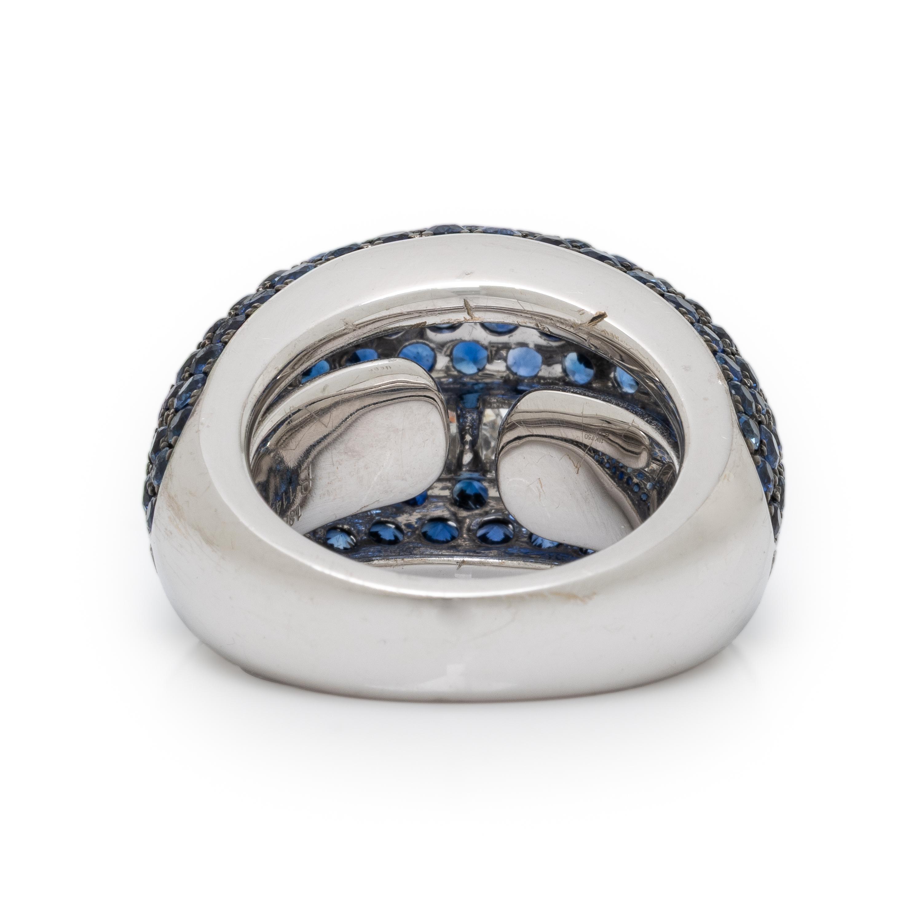 Sapphire, Diamond, and White Gold Ring