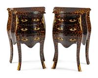 A Pair of Louis XV Style Gilt Metal Mounted Night Stands