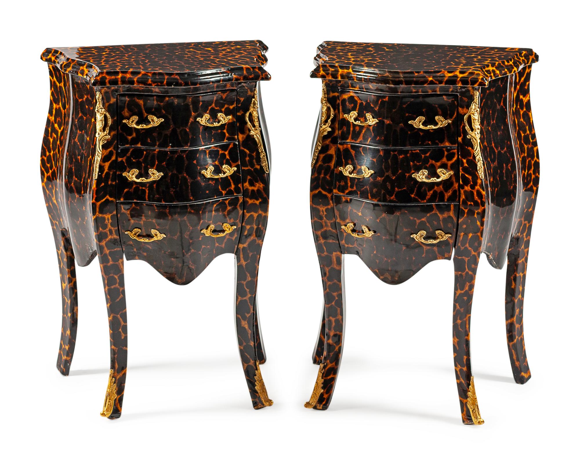 A Pair of Louis XV Style Gilt Metal Mounted Night Stands