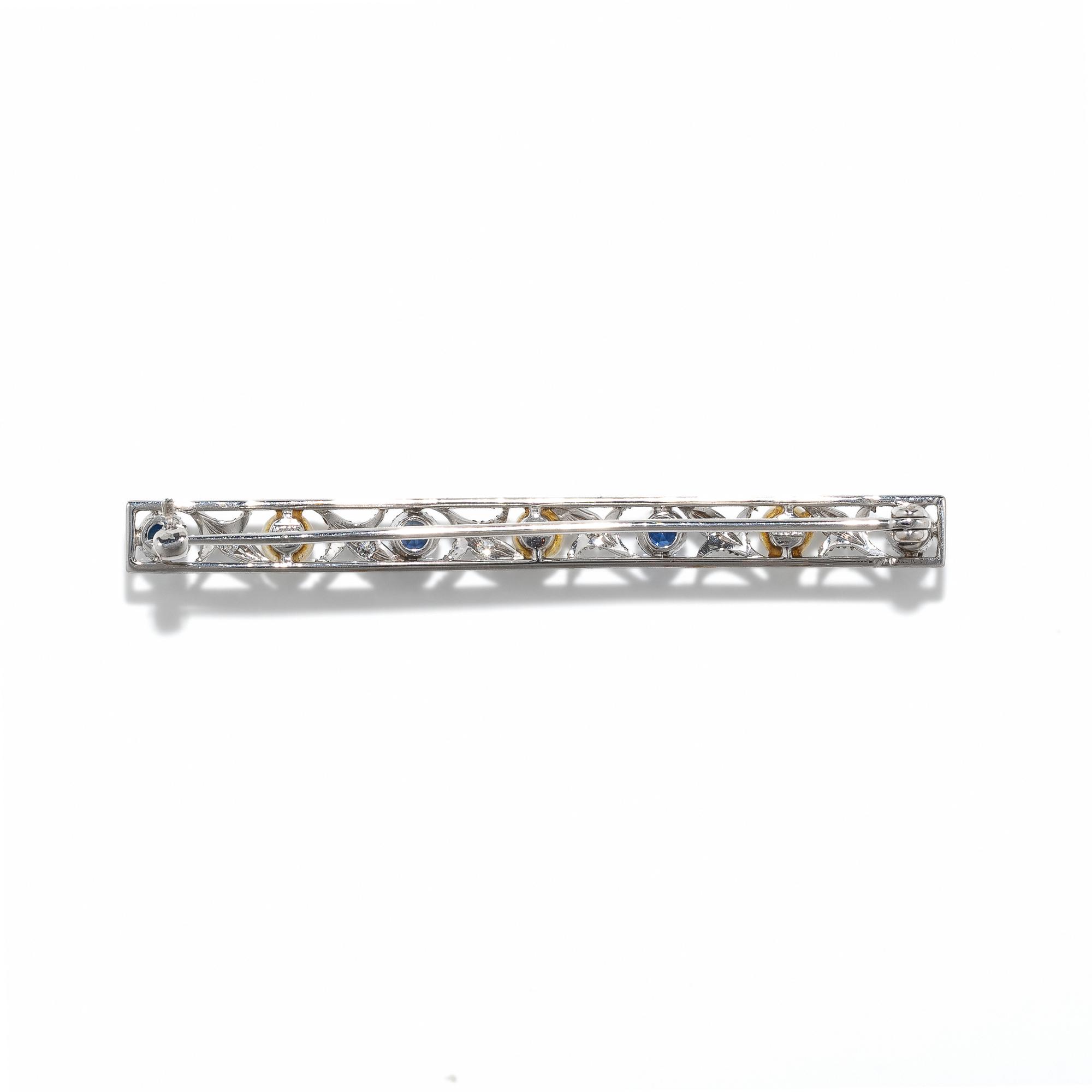 LEBOLT, EDWARDIAN, DIAMOND, SAPPHIRE, AND CULTURED PEARL BAR BROOCH