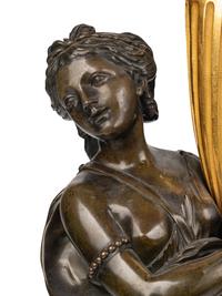 A Pair of Louis XVI Gilt and Patinated Bronze Four-Light Candelabra