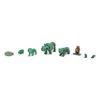 A Group of Eight Malachite and Malachite-Mounted Animal Figures