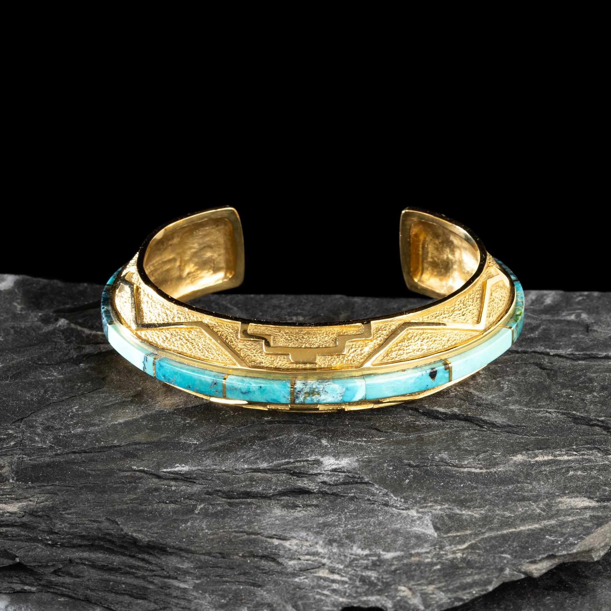 Don Supplee (Hopi, b. 1965) — 18K Gold and Turquoise Cuff Bracelet