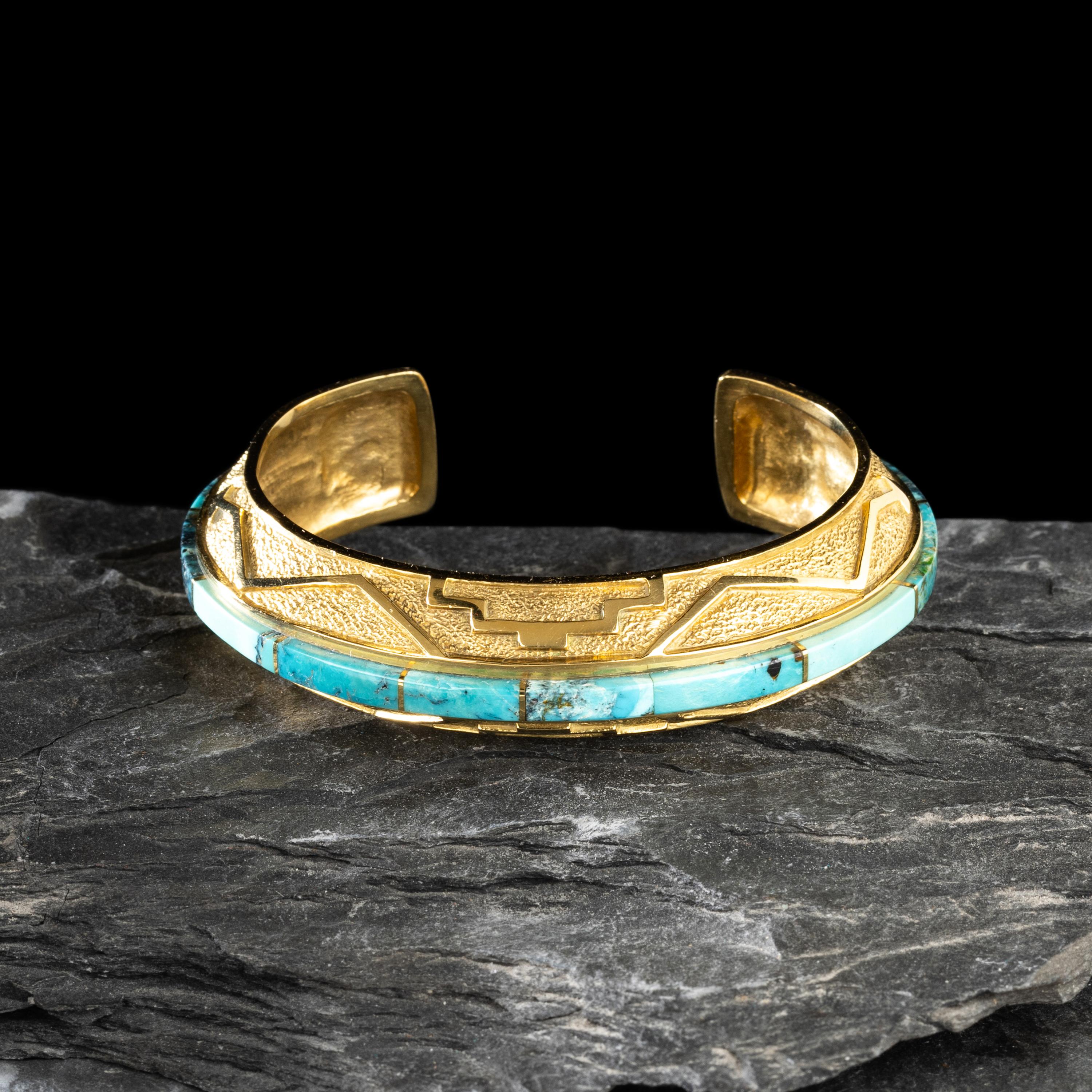 Don Supplee (Hopi, b. 1965) — 18K Gold and Turquoise Cuff Bracelet