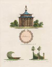 A Collection of Gilt Framed Hand Colored Engravings of Follies Framed size 12 3/8 x 15 3/8 inches. — 19TH CENTURY