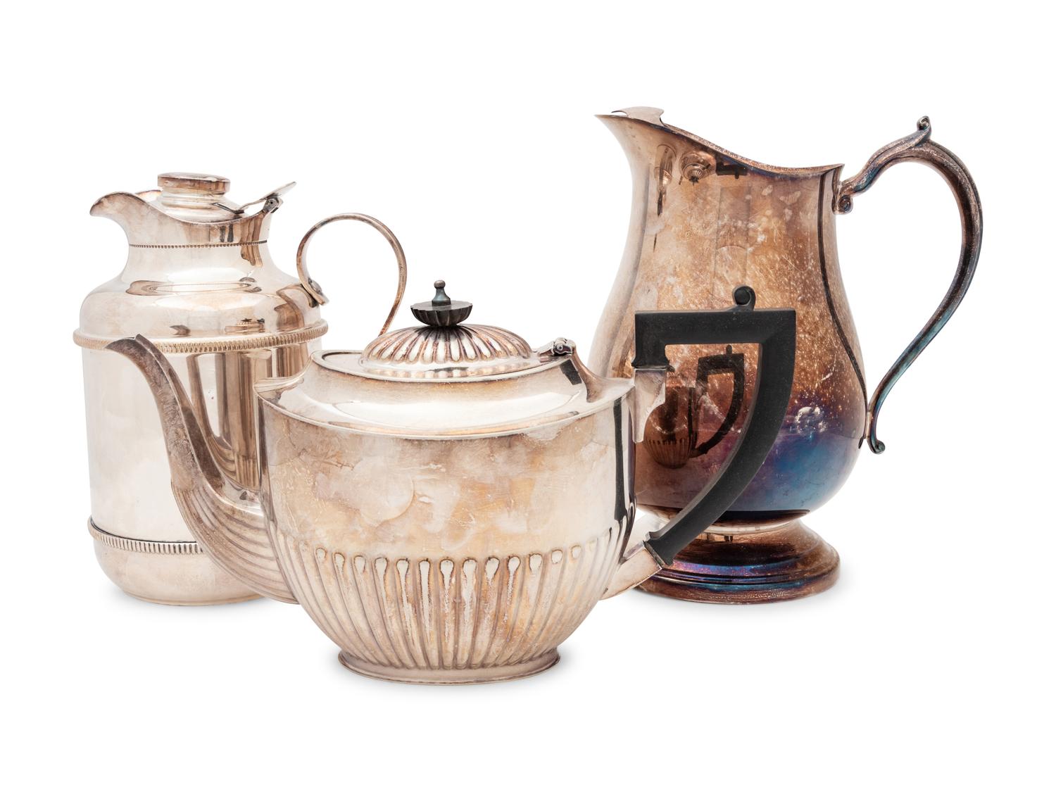 [APPROVED FOR DONATION] A Silver-Plate Pitcher, Teapot and Thermal Carafe