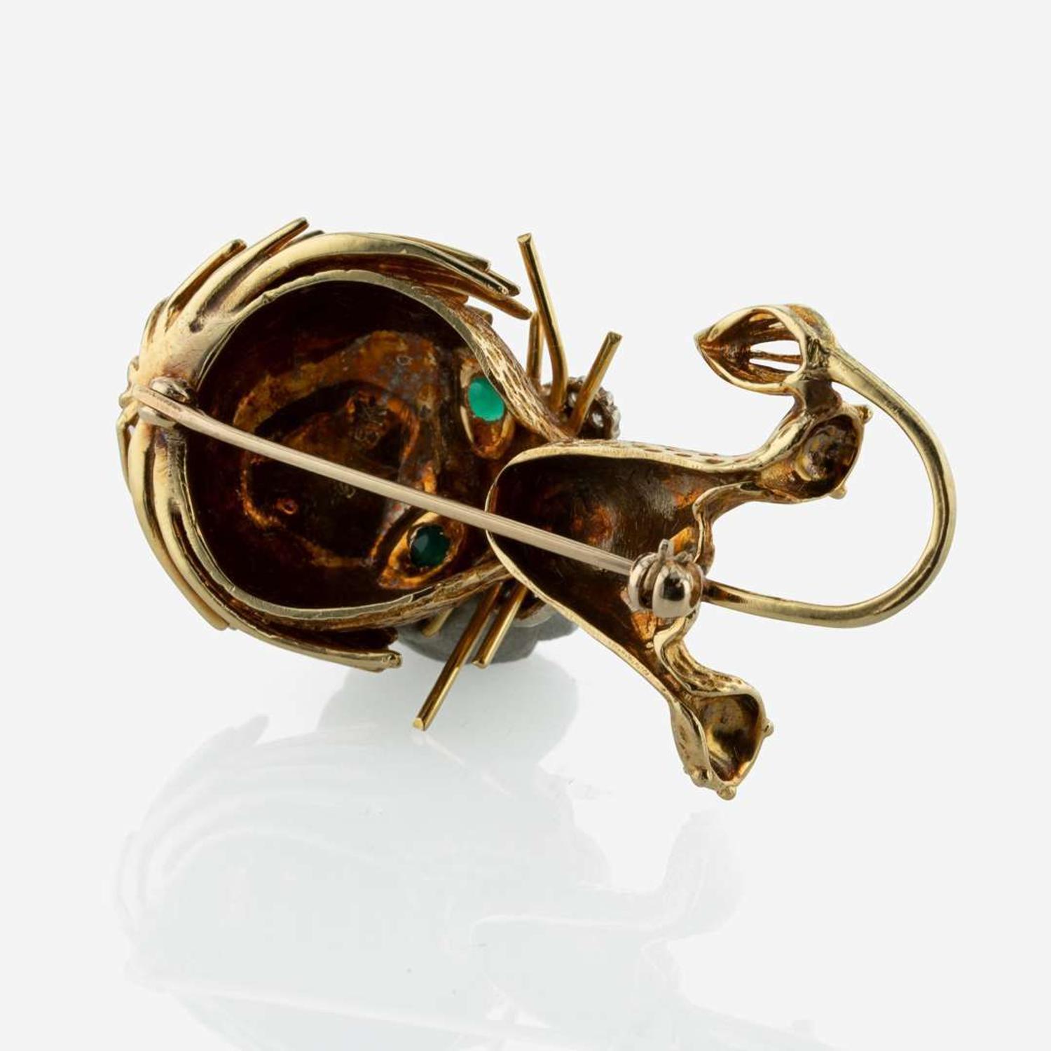 An 18K Yellow Gold and Gemstone Brooch