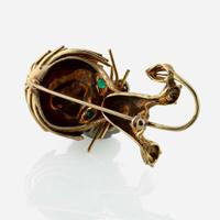 An 18K Yellow Gold and Gemstone Brooch