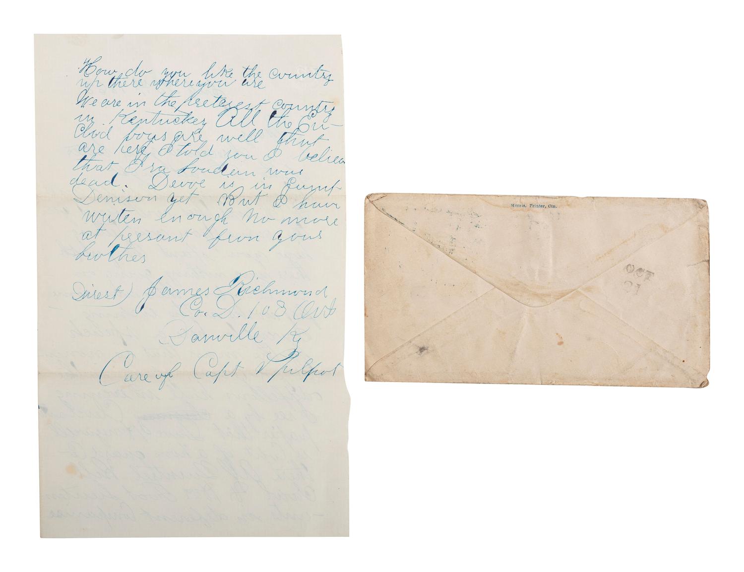 [CIVIL WAR]. Bible identified to CSA Private W.J. Bruce, 7th TN Infantry, found at the Battle of Resaca by Union Private J.A. Richmond, 103rd OH Infantry.