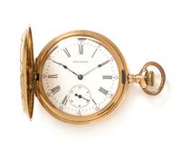 A Tricolor Gold Filled Hunter Case Pocket Watch, Waltham, Circa 1908, 50.60 dwts.