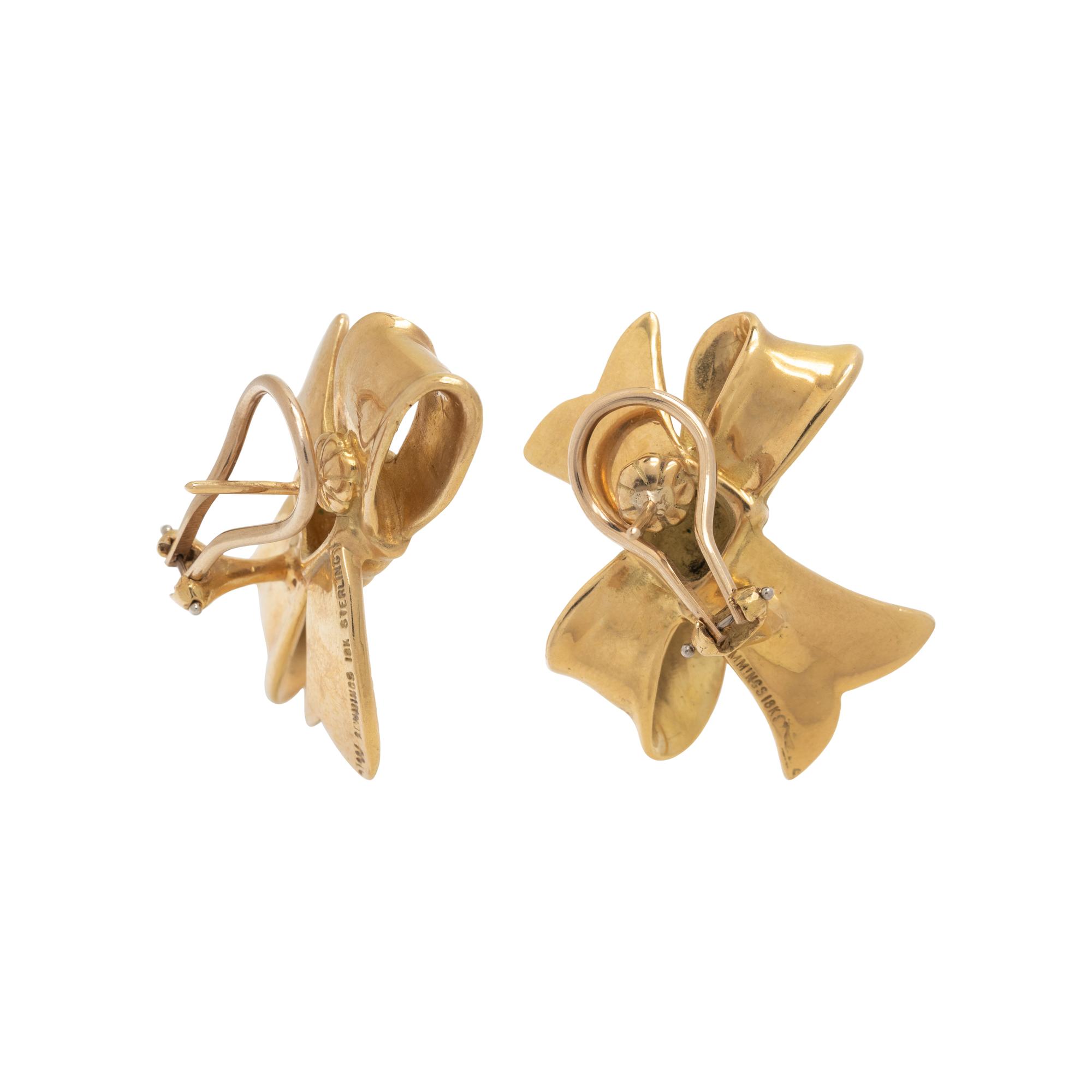 ANGELA CUMMINGS, YELLOW GOLD BOW EARCLIPS