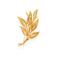STERLÉ, YELLOW GOLD AND DIAMOND BROOCH