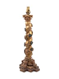 An Italian Carved and Gilt Decorated Diminutive Solomonic Column