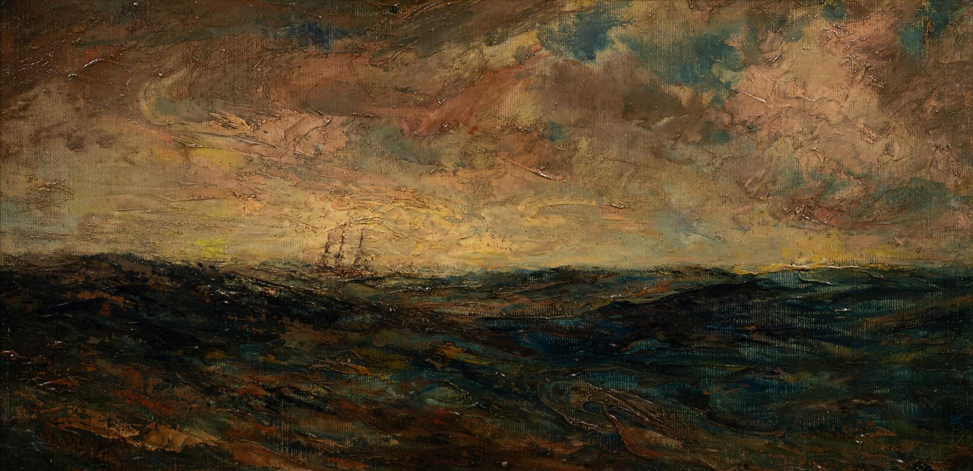 Stormy Sea with Three Masted Ship
