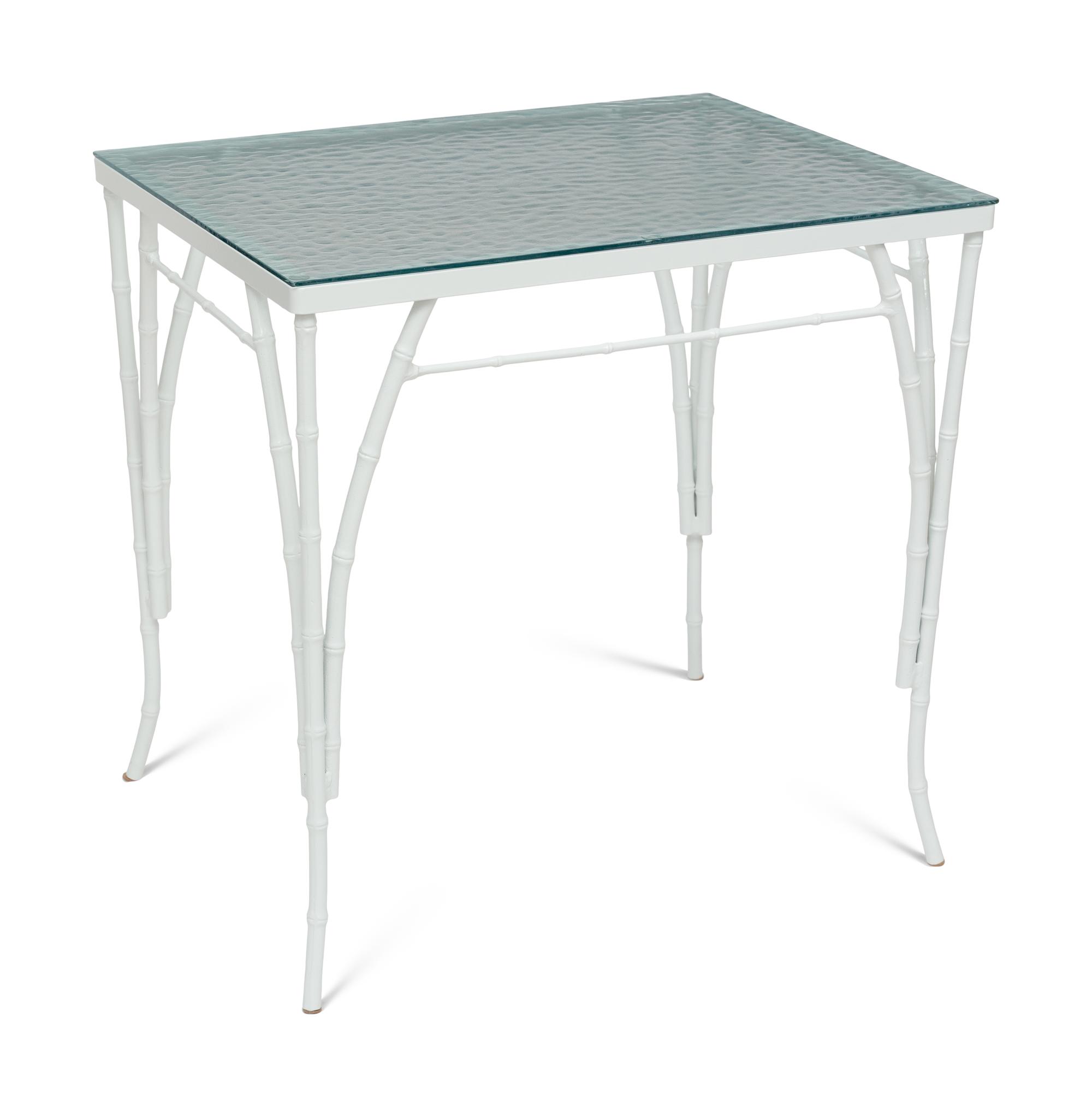 A Powder-Coated Metal Five-Piece Garden Table and Chairs