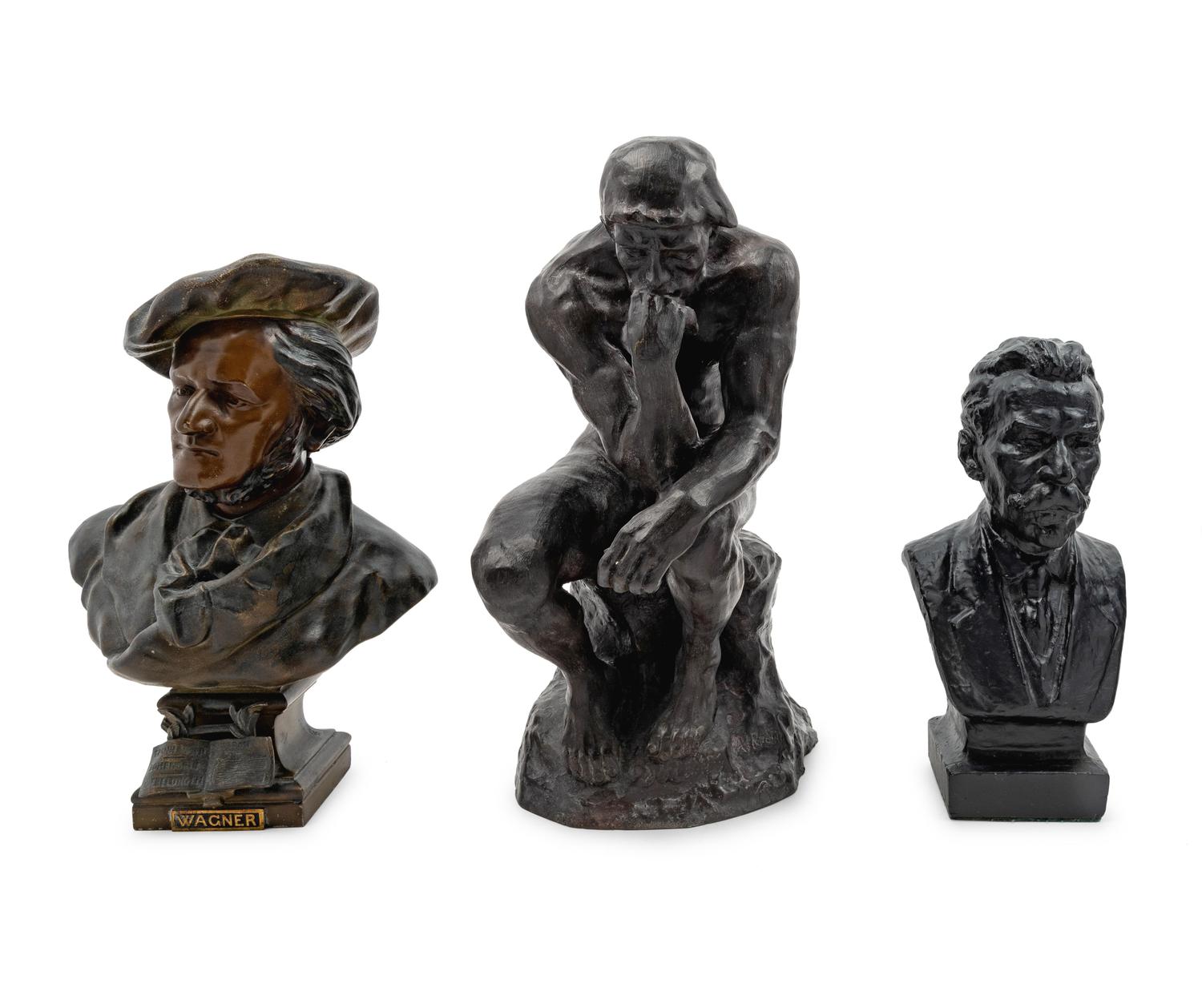 Three Patinated Bronze Figures