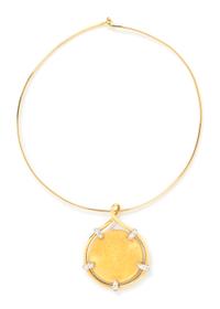 An 18 Karat Yellow Gold US $20 Gold Coin and Diamond Wire Necklace, Henry Dunay, 36.40 dwts.