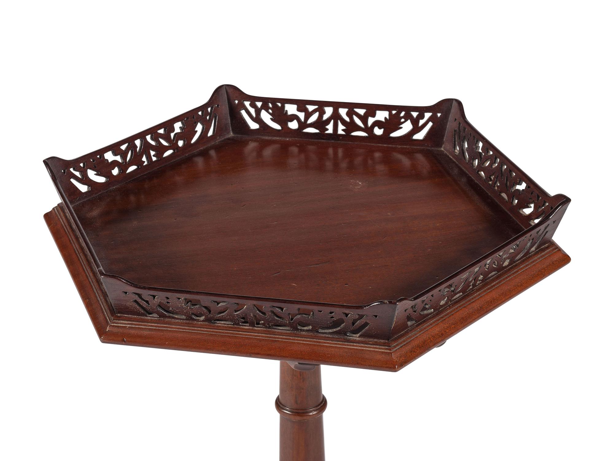 A George III Carved and Pierced Mahogany Candlestand