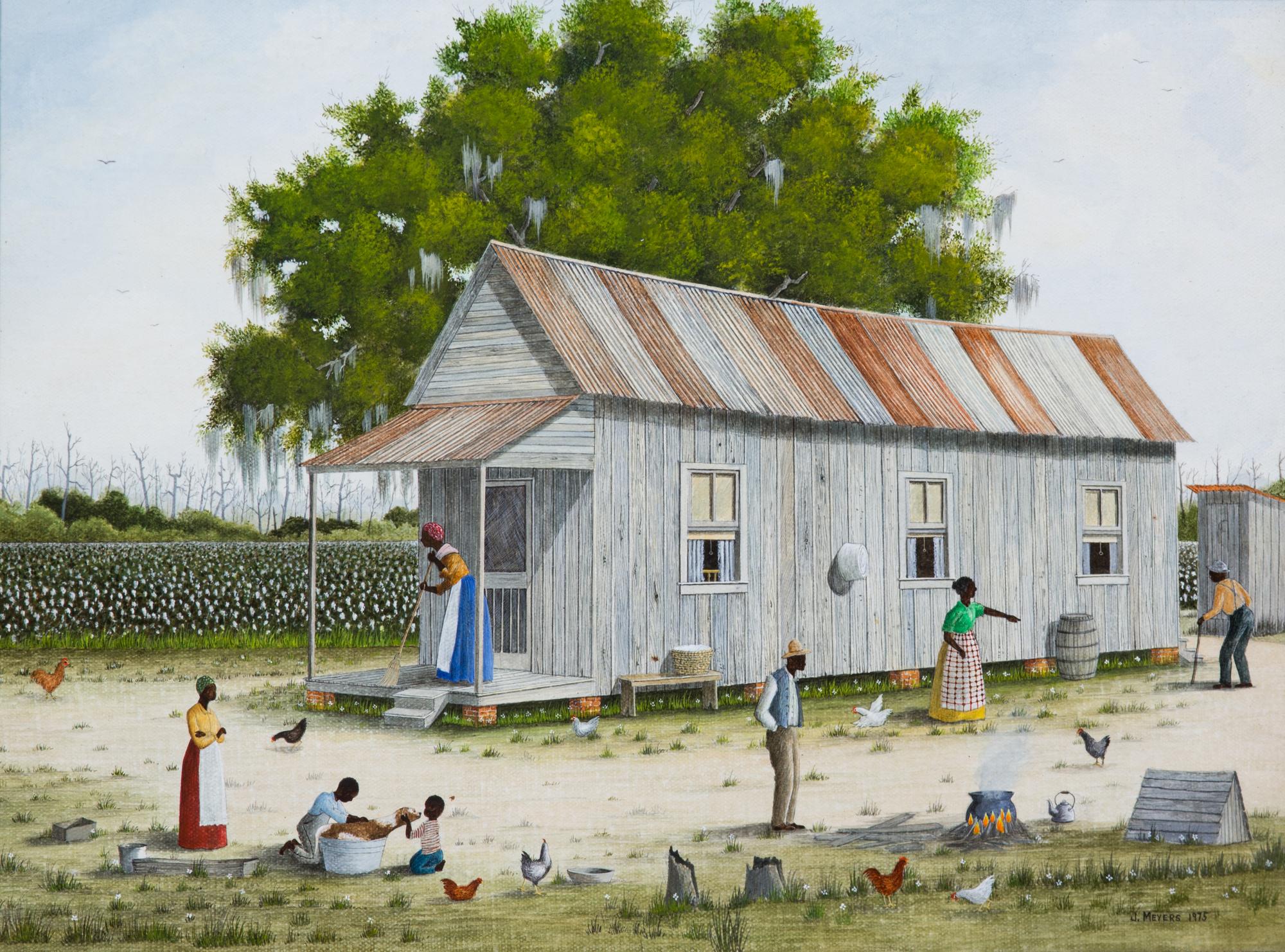 Jack R. Meyers (American, 1930-1994) Houses, 1975 oil on canvas signed Ja...