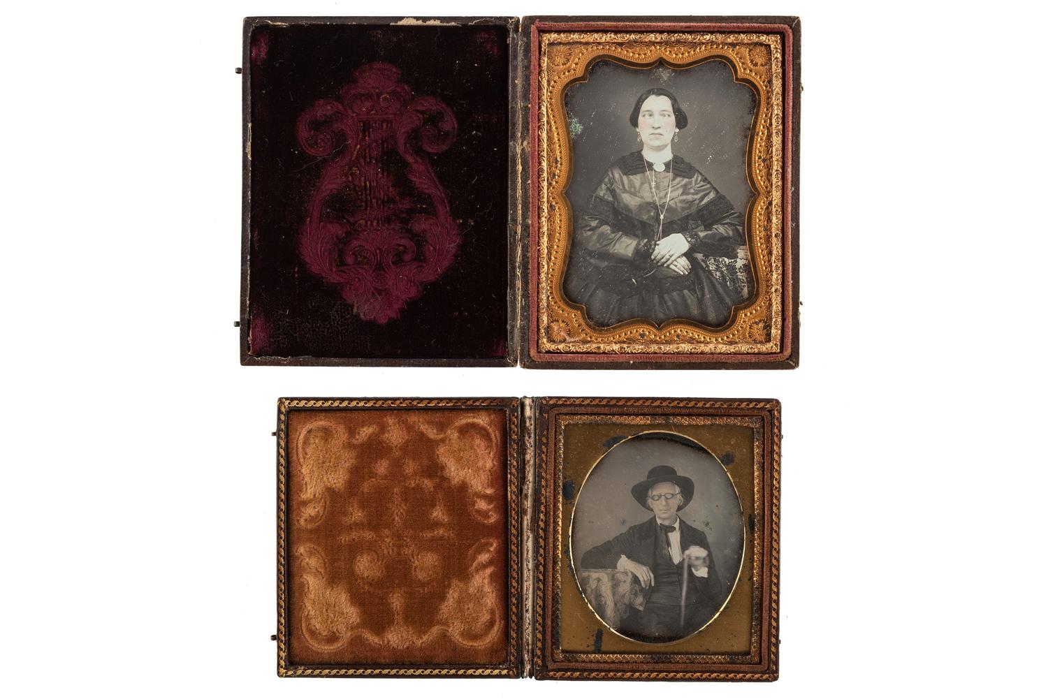 [EARLY PHOTOGRAPHY - PORTRAITURE]. A pair of daguerreotype portraits of subjects with visual impairments.