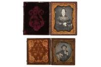 [EARLY PHOTOGRAPHY - PORTRAITURE]. A pair of daguerreotype portraits of subjects with visual impairments.