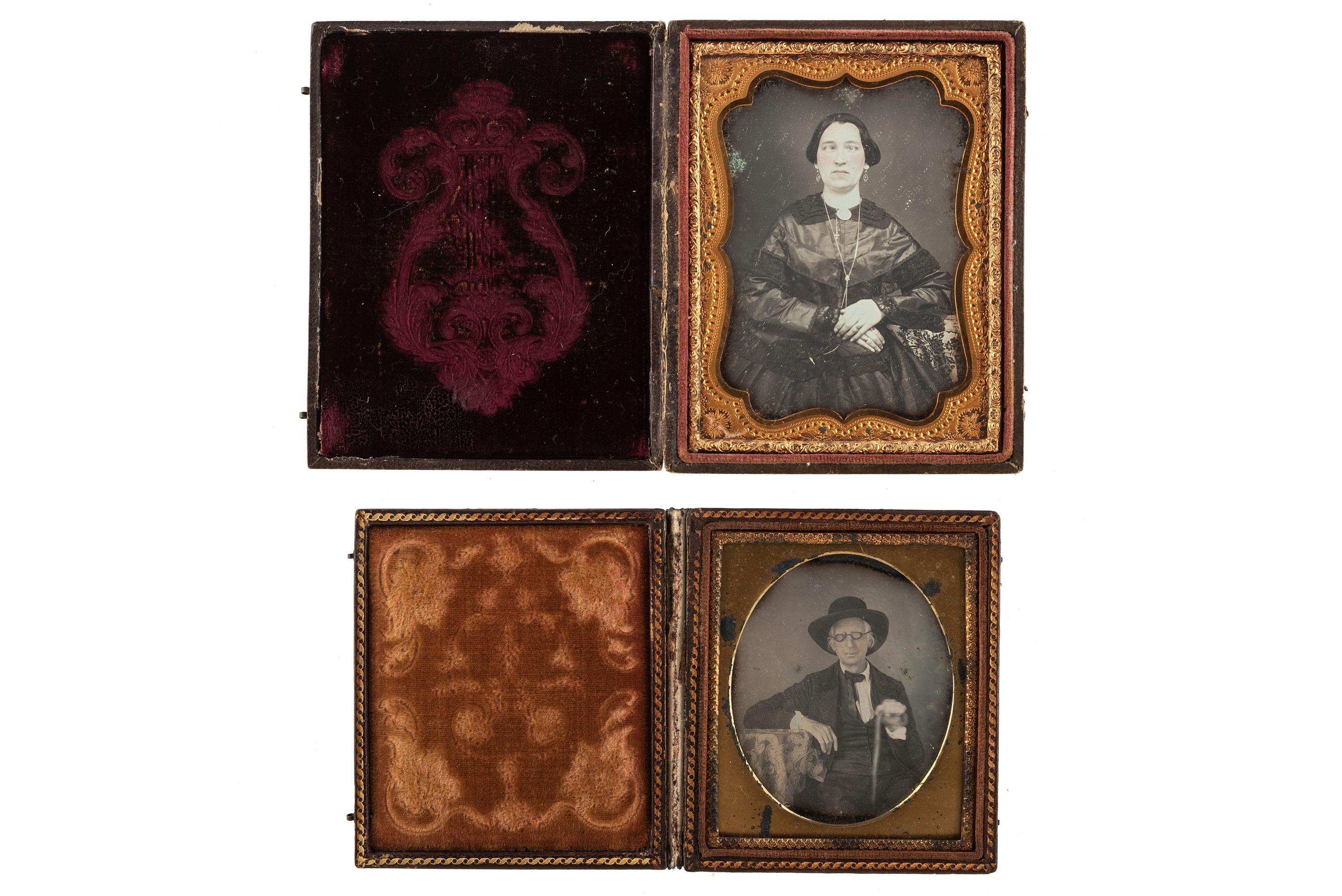 [EARLY PHOTOGRAPHY - PORTRAITURE]. A pair of daguerreotype portraits of subjects with visual impairments.