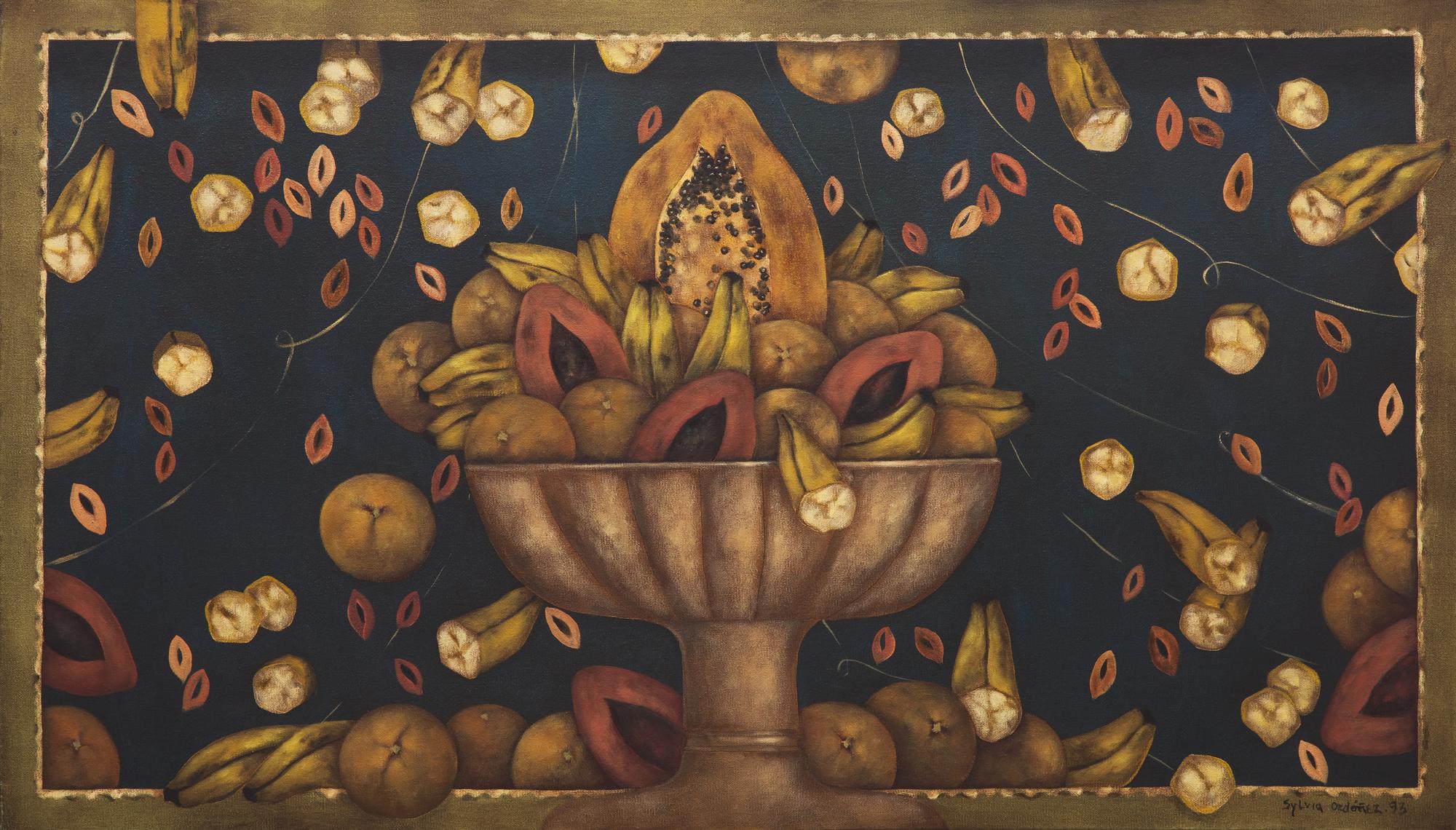 Sylvia Ordoñez (Mexican, b. 1956) — Frutero con fondo azul, 1993