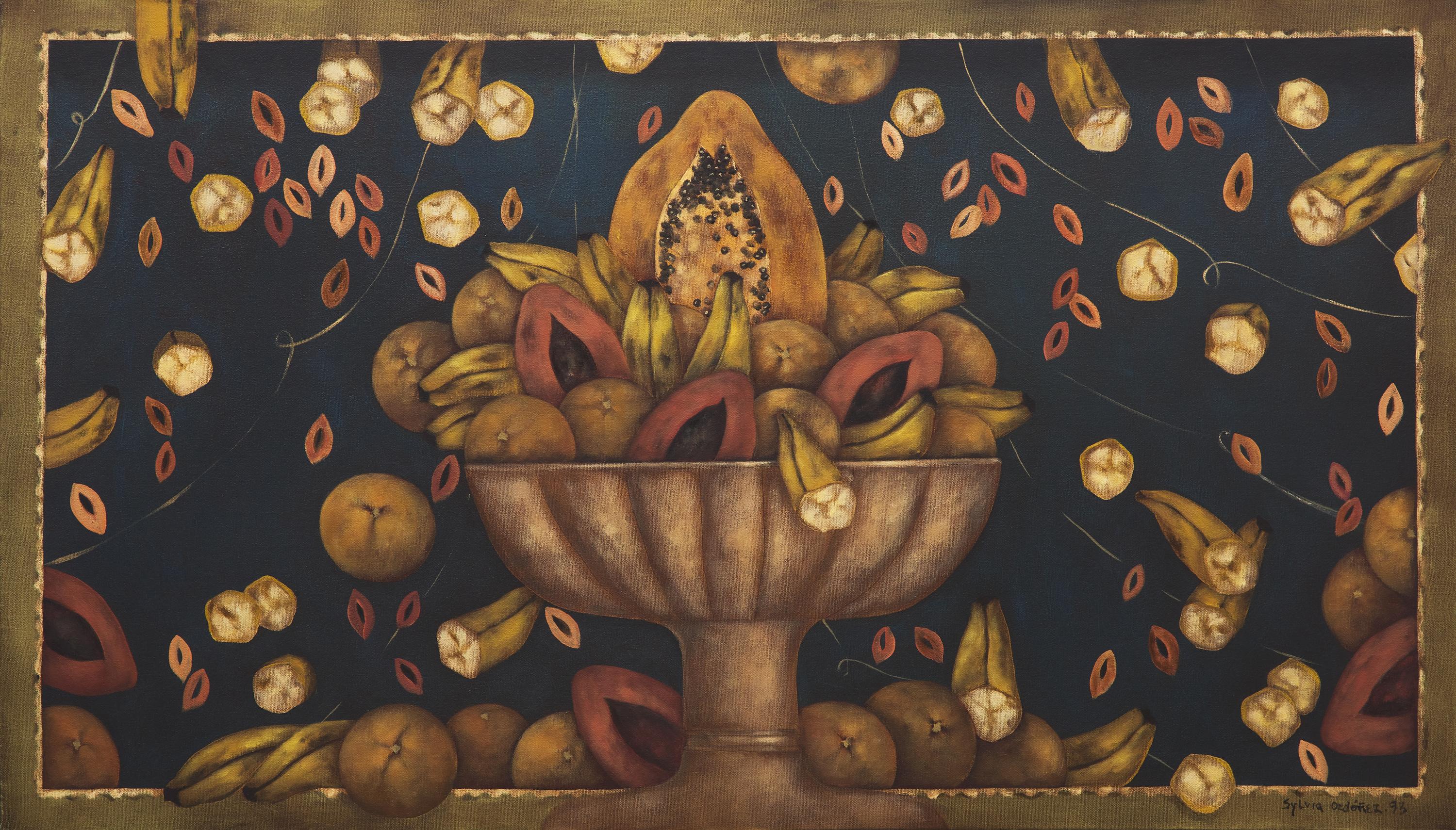 Sylvia Ordoñez (Mexican, b. 1956) — Frutero con fondo azul, 1993