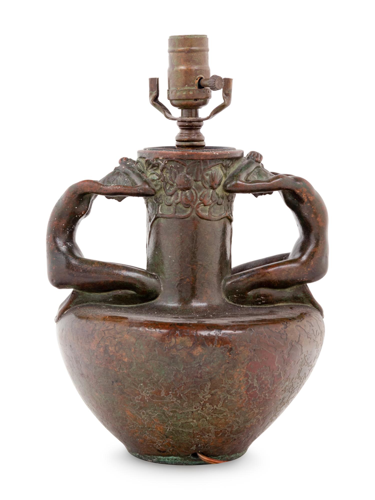 A Meta Vaux Warrick Fuller Figural Vase Mounted as a Lamp
