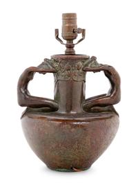 A Meta Vaux Warrick Fuller Figural Vase Mounted as a Lamp
