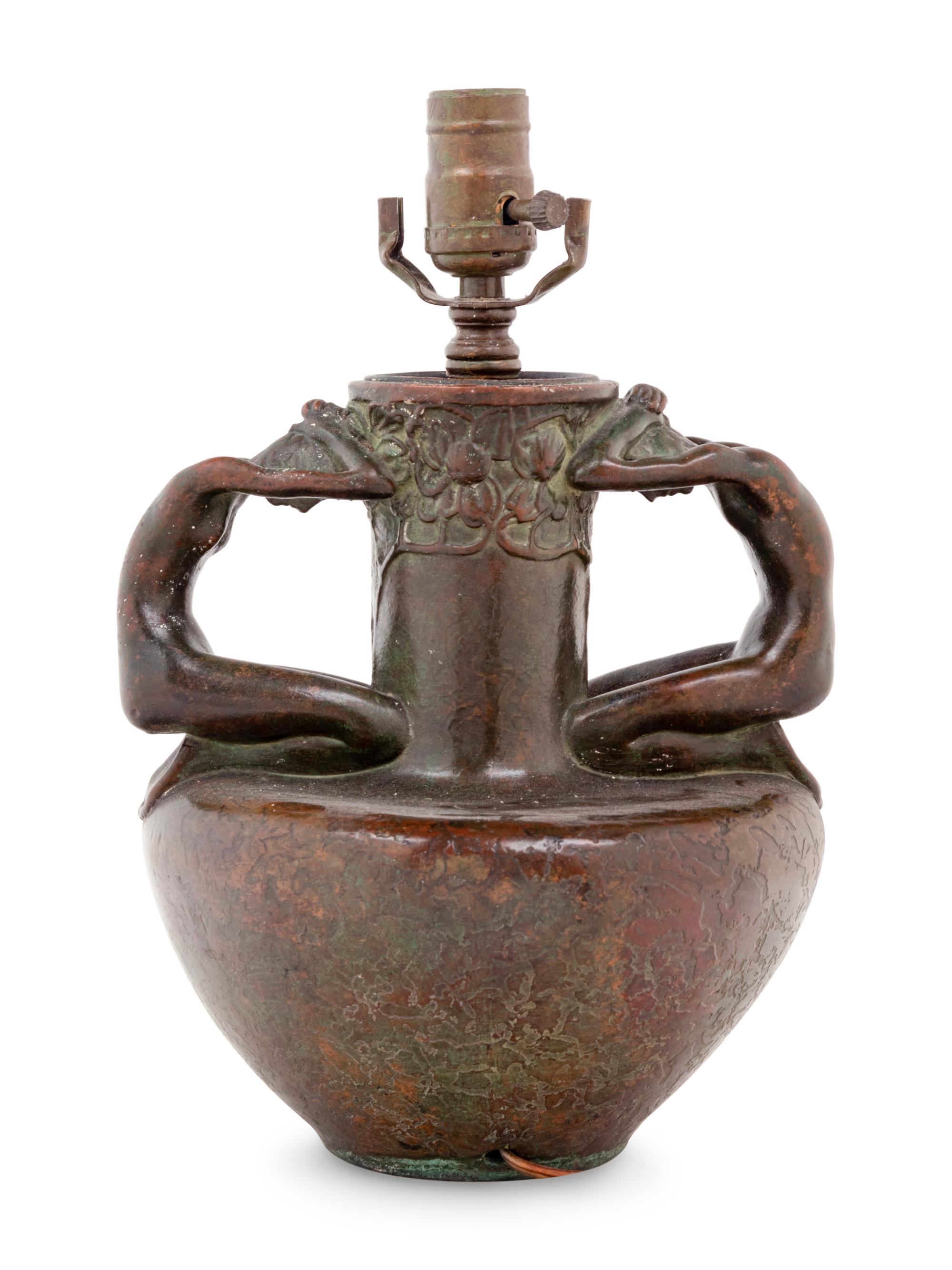 A Meta Vaux Warrick Fuller Figural Vase Mounted as a Lamp