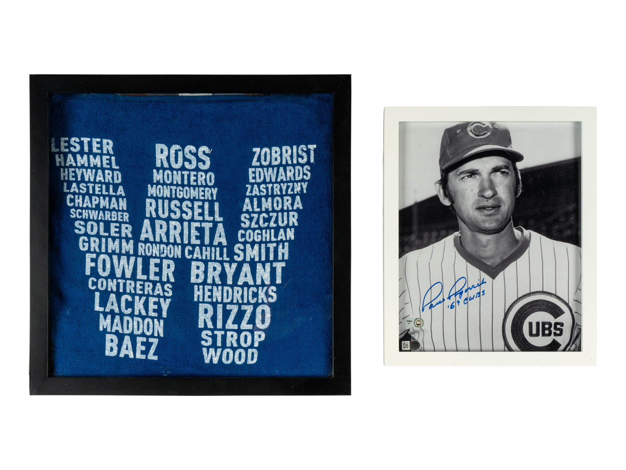A Large Group of Chicago Cubs Memorabilia Featuring a Signed Kyle Schwarber Jersey