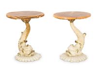 A Pair of Dolphin Form Side Tables