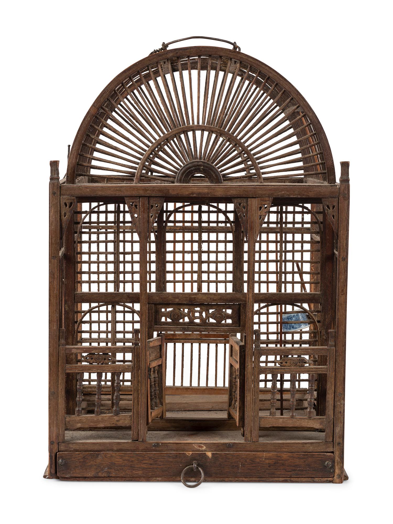 A Victorian Turned Wood Indoor Bird Cage