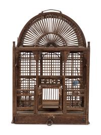 A Victorian Turned Wood Indoor Bird Cage