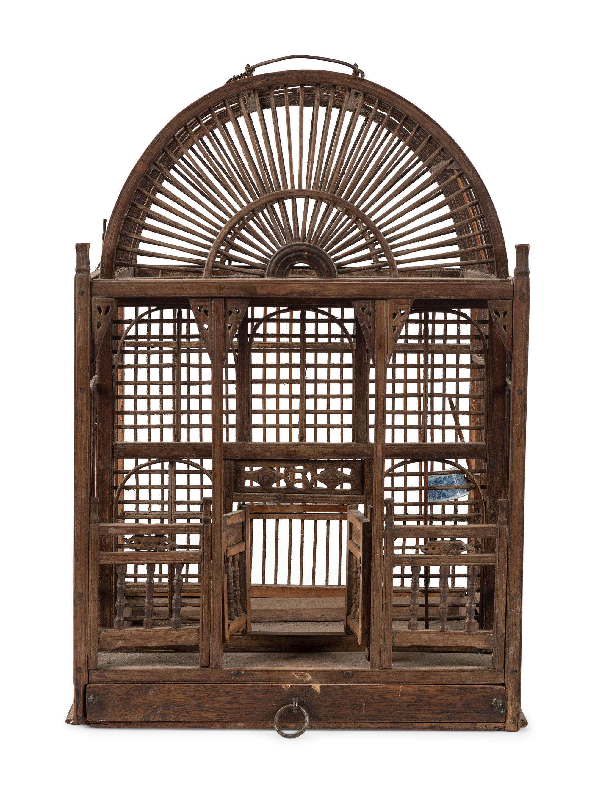 A Victorian Turned Wood Indoor Bird Cage